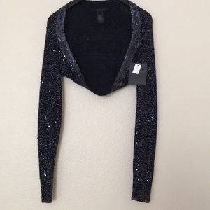Donna Karan sequins cashmere shrug